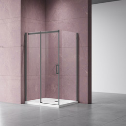 Душевое ограждение Vincea Dice 110x90 см VSR-4D1011CLGM (стекло 8 мм) вороненая сталь/прозрачное фото 