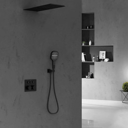 Душевая система для душа с термостатом Vincea VSFW-401TMB, чёрный фото 