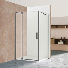 Душевое ограждение Vincea Extra 100x90 см VSR-1E901090CLGM (стекло 8 мм) вороненая сталь/прозрачное фото 