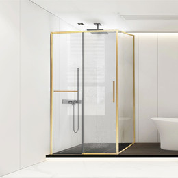 Душевое ограждение Vincea Slim Soft 130x90 см VSR-1SS9013CLG, брашированное золото/прозрачное фото 