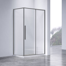 Душевое ограждение Vincea Slim-N 130x80 см VSR-4SN8013CLGM, вороненая сталь/прозрачное фото 