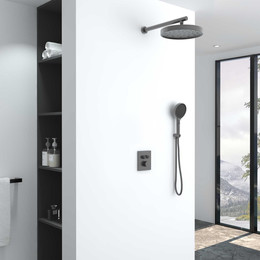 Душевая система для душа с термостатом Vincea Inspire VSFW-3I21MT2GM, вороненая сталь фото 