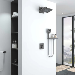 Душевая система для душа с термостатом Vincea Inspire VSFW-3I21MT4RGM, вороненая сталь фото 