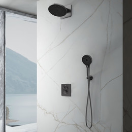 Душевая система для душа с термостатом Vincea Inspire VSFW-3I21MT5GM, вороненая сталь фото 
