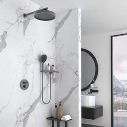 Душевая система для душа с термостатом Vincea Inspire VSFW-3I22MT2RGM, вороненая сталь фото 