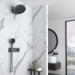 Душевая система для душа с термостатом Vincea VSFW-422TI3GM, вороненая сталь фото 