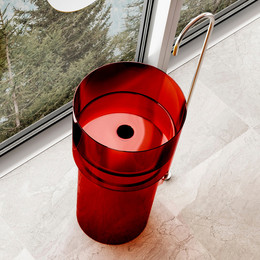 Раковина напольная прозрачная Abber Kristall 45 см AT2701Rubin, красный фото 