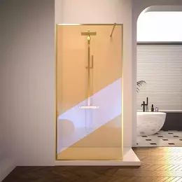 Душевая перегородка Veconi Korato KR81GC-90-10-C6 90х200 см (стекло 8 мм), брашированное золото/тонированное фото 