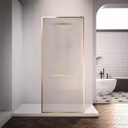 Душевая перегородка Veconi Korato KR90GF-100-08-C4 100х200 см (стекло 8 мм), брашированное золото/прозрачное фото 