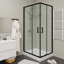 Душевое ограждение Parly 120х80 см ZQ121B, чёрный/тонированное фото 