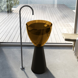 Раковина напольная прозрачная Abber Kristall 45 см AT2703Black-Vesuvian, черный/оливковый фото 