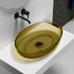 Раковина-чаша прозрачная Abber Kristall 60 см AT2801Vesuvian, оливковый фото 