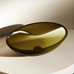 Раковина-чаша прозрачная Abber Kristall 50 см AT2802Vesuvian, оливковый фото 