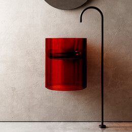 Раковина подвесная прозрачная Abber Kristall 42 см AT2704Rubin, красный фото 