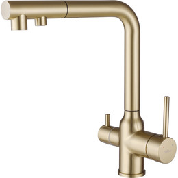 Смеситель для кухни Abber Emotion AF8814G, с подключением фильтра и выдвижной лейкой, золото матовый, Цвет производителя: золото матовое фото 