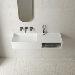 Раковина подвесная Vincea Solid Surface 80 см VWB-6S180MW, белый матовый фото 