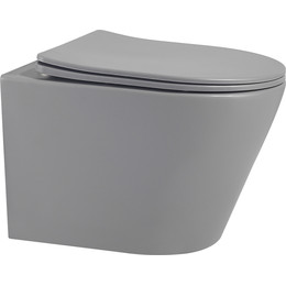 Унитаз подвесной безободковый Abber Bequem AC1102MG с крышкой микролифт, серый матовый, Цвет производителя: серый матовый фото 