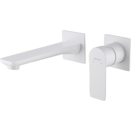 Смеситель для раковины настенный Abber Weiss Insel AF8082FW (со скрытой частью), белый матовый, Цвет производителя: белый матовый фото 