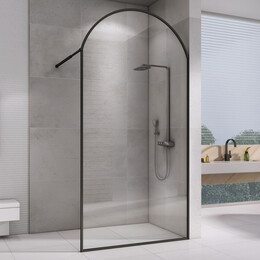 Душевая перегородка Abber Immer Offen 100 см AG64100BN8 (стекло 8 мм) с кронштейном, черный/прозрачное фото 
