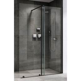 Душевая перегородка Abber Komfort 120 см AG09120B (стекло 8 мм) с кронштейном, чёрный/прозрачное фото 