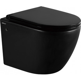 Унитаз подвесной безободковый Abber Bequem AC1103MB с крышкой микролифт, чёрный матовый, Цвет производителя: чёрный матовый фото 