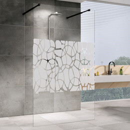 Душевая перегородка Abber Immer Offen 100 см AG68100BF8 (стекло 8 мм) с кронштейном, черный/узор фото 