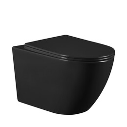 Унитаз подвесной безободковый Abber Bequem AC1103MB с крышкой микролифт, чёрный матовый, Цвет производителя: чёрный матовый фото 