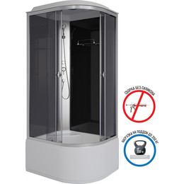 Душевая кабина Niagara Eco 90x80 см E90/80/40L/TN, хром матовый/тонированное (безсиликоновая сборка) фото 