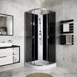 Душевая кабина Niagara Eco 90x90 см E90/13/TN/BK, хром матовый/тонированное (безсиликоновая сборка) фото 