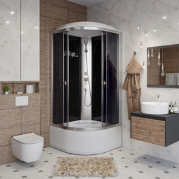 Душевая кабина Niagara Eco 80x80 см E80/40/TN, хром матовый/тонированное (безсиликоновая сборка) фото 