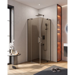 Душевое ограждение Cezares SLIDER-A-2-70/80-BR-GM (70-80)x(70-80) см (стекло 8 мм) оружейная сталь/тонированное фото 