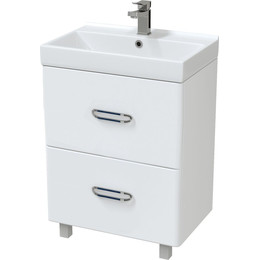 Тумба напольная с раковиной Mirsant Fuji 60/2 см с доводчиком, белый фото 