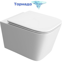 Унитаз подвесной безободковый BelBagno Due-Tor BB5171CH-TOR/SC (Система смыва торнадо) с крышкой микролифт фото 