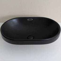 Раковина врезная на столешницу CeramaLux N 61 см 5006CMB, чёрный матовый фото 