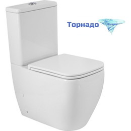Унитаз-компакт безободковый BelBagno Luce-Tor BB2197CP-TOR/SC (Система смыва торнадо) с крышкой микролифт фото 
