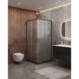 Душевое ограждение Cezares 90х90 см MOLVENO-A-2-90-P-GM, оружейная сталь/матовое фото 