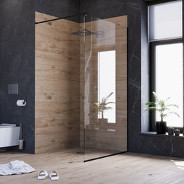 Душевая перегородка Mirsant Walk in 110 см с аксессуарами (стекло 8 мм) чёрный/прозрачное фото 