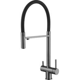 Смеситель для кухни Abber Wasser Kreis AF81141NG, с подключением фильтра и выдвижной лейкой, никель, Цвет производителя: никель фото 