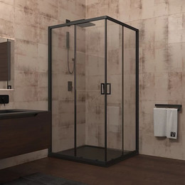 Душевое ограждение Veconi Rovigo 110x110 см RV13-110-01-C5, чёрный/прозрачное фото 