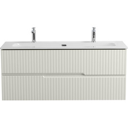 Тумба подвесная с раковиной Cezares DUET-N-1200-2C-SO-AS-P 120 см (раковина CZR-8073-120-1-2) альпака брашированная фото 