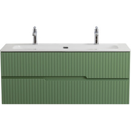 Тумба подвесная с раковиной Cezares DUET-N-1200-2C-SO-PS-P 120 см (раковина CZR-8073-120-1-2) фисташковый софт фото 