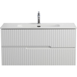 Тумба подвесная с раковиной Cezares DUET-N-1000-2C-SO-BL 100 см (раковина CZR-8095-100) bianco lucido фото 