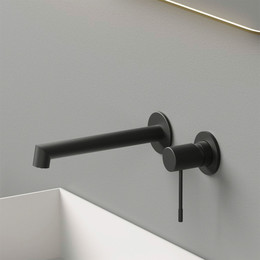 Смеситель для раковины настенный Vincea Desire VBFW-1D1MB, чёрный (со скрытой частью) фото 