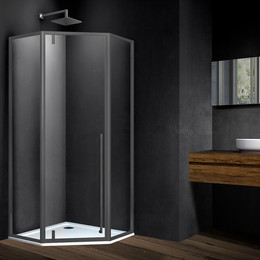 Душевое ограждение Vincea Penta 90x90 см VSP-3P900CLGM, вороненая сталь/прозрачное фото 
