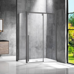 Душевое ограждение Vincea Lugano 120x100 см VSR-1L1012CLGM-1 (стекло 8 мм), вороненая сталь/прозрачное фото 