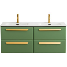 Тумба подвесная с раковиной Cezares ECO-CER-N-1200-4C-SO-2-PS-P 120 см (раковина CZR-8095-120-2) фисташковый софт фото 