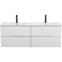 Тумба подвесная с раковиной Cezares DUET-N-1400-4C-SO-2-BL 140 см (раковина CZR-8095-140-2) bianco lucido фото 