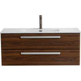 Тумба подвесная с раковиной Cezares ECO-CER-N-1200-2C-SO-NCS-P 120 см (раковина CZR-8095-120) орех шоколад софт фото 