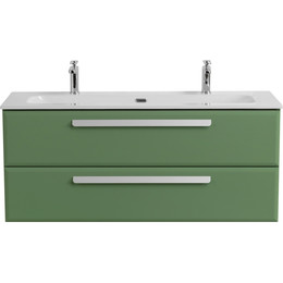 Тумба подвесная с раковиной Cezares ECO-CER-N-1200-2C-SO-PS-P 120 см (раковина CZR-8073-120-1-2) фисташковый софт фото 