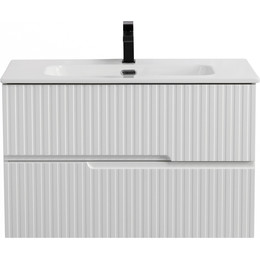 Тумба подвесная с раковиной Cezares DUET-N-800-2C-SO-BL 80 см (раковина CZR-8095-80) bianco lucido фото 